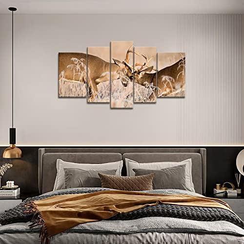 5 פנל קיר אמנות לבן זנב צבי דולר קרבות ציור תמונות הדפסה על בד בעלי החיים את תמונה עבור בית מודרני