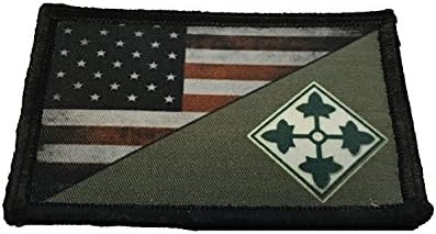 צבע מלא של חטיבת הרגלים הרביעית ארהב דגל דגל מורל טלאי טקטי צבאי. 2x3 וו לולאה המיוצרים בארצות הברית מושלמים
