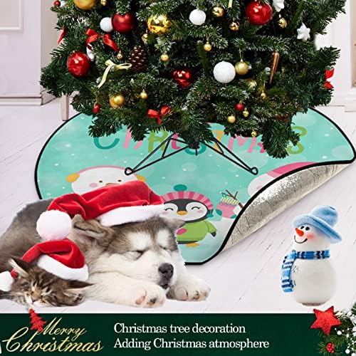 מחצלת עץ חג המולד Visesunny מחצלת שלג חמוד ושלג פינגווין עץ קריקטורה מעמד מחצלת מגן רצפת סופג