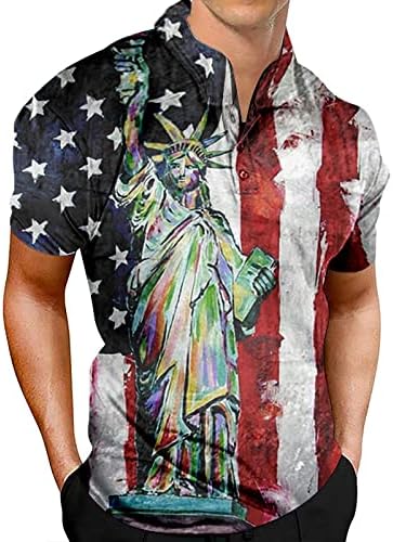 חולצות עבודה בקיץ לגברים הופעה פטריוטית לגברים יום העצמאות דגל אמריקאי דגל קלאסי מתאים חולצות סריגה