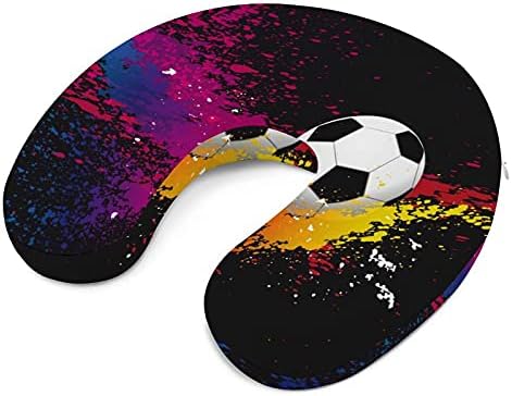 התזות צבעוניות עם כדור כדורגל כרית צוואר כרית נסיעות בצורת U