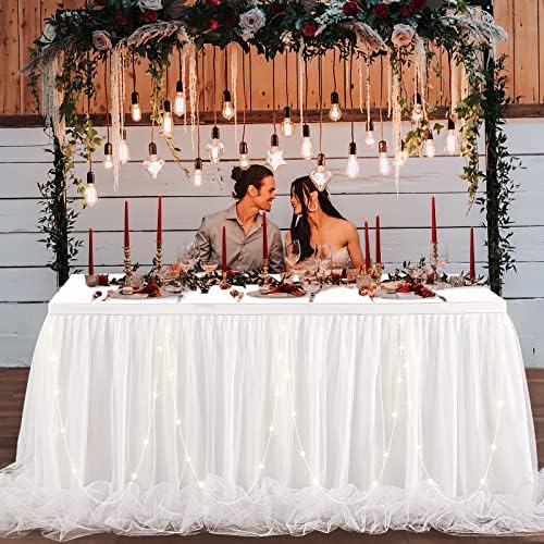 חצאיות שולחן טוטו לבן חצאיות שולחן חצאית שולחן חצאית שולחן לחתונה למקלחת תינוקות נפשי מסיבת יום הולדת