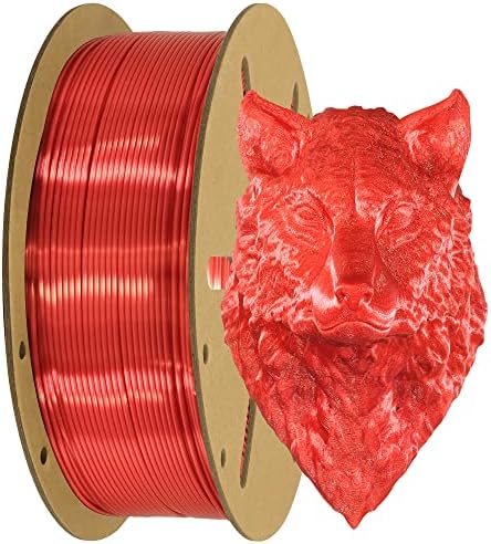 MKOEM משי מבריק אדום PLA 1.75 ממ נימה מדפסת תלת מימדית, 1 קג 2.2 קילוגרם דפוס תלת מימד משי פלאק, סובלנות בקוטר