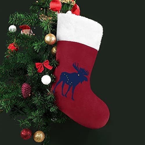 דגל אייל אייל של חיה של אלסקה דגל איילים לחג המולד גרב חג המולד עץ עץ אח תלויים גרביים עם קישוט שרוול