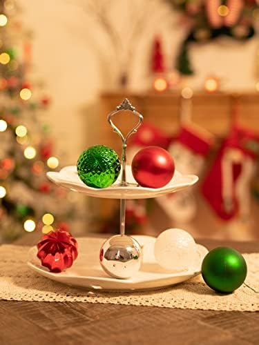 ולרי מדלין אדום ירוק לבן חג המולד חבילה 50ct קישוטי כדור חג המולד + זר חג מולד 30 אינץ