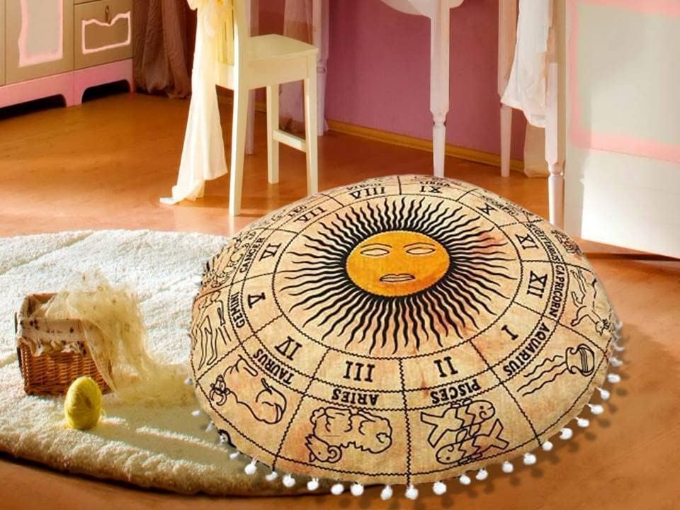 אסטרולוגיה הורוסקופ כרית רצפה הודית כרית כרית מדיטציה ישיבה עות'מאנית לזרוק בית דקור שמש ירח בתולה כוכבי