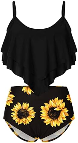 בקרת בטן של Beuu בגדי ים רזיה חליפת שחייה קיץ טנקיני בגד ים לנשים בגד ים עם מותן גבוה במותן גבוה