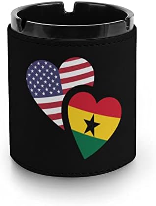 גאנה ארהב דגל עור מאפרה עגול סיגריות אפר מגש אפר נייד לקישוט המשרד הביתי