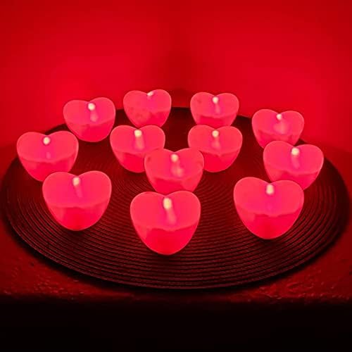 Toosbuc 12 יחידות חג האהבה אורות אהבה 3 אינץ 'סנטימטר מנורה אדומה בצורת אווירה