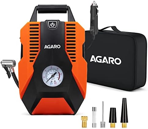 AGARO TI2147 אנלוגי צמיגים אנלוגיים משאבת מדחס, נייד, 12 וולט DC, עד 150 psi, נורת LED, נשיאה, למכונית,