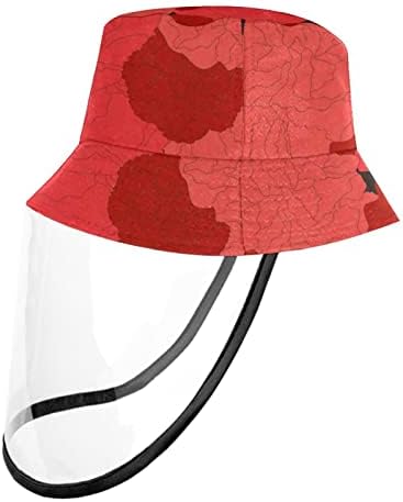 כובע מגן למבוגרים עם מגן פנים, כובע דייגים נגד שמש, ציפורן פרחוני אדום