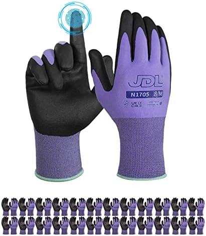 JDL מסך מגע עבודות בטיחות כפפות 6/12/24 זוגות, S/M/L גודל ניטריל גינון כפפות לנשים וגברים