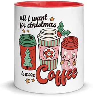 כל מה שאני רוצה לחג המולד הוא יותר ספל חג מולד קפה עם צבע מבפנים- ספל קפה אופנתי וחמוד מצחיק לחג המולד