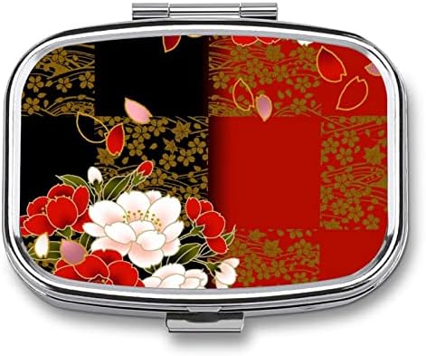גלולת תיבת יפני פרחים כיכר בצורת רפואת לוח מקרה נייד הפילבוקס ויטמין מיכל ארגונית גלולות מחזיק עם 3