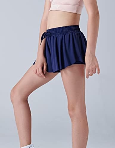 3 חבילות בנות מכנסיים קצרים זורמים עם חצאיות פרפר נוער 2 ב -1 ב -1 ב -1.