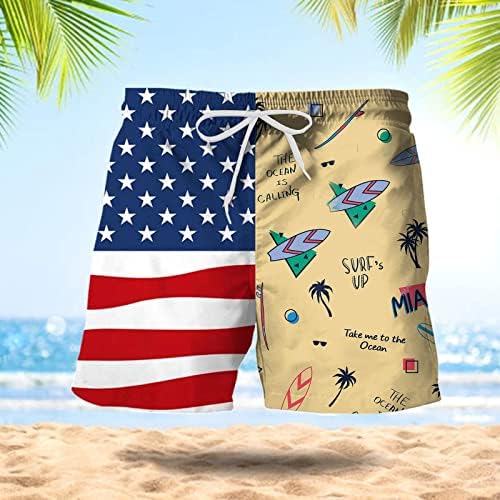 גברים של בגד ים קטן גברים של אביב קיץ מקרית מכנסיים מכנסיים דגל מודפס טלאי ספורט חוף לוח מכנסיים קצרים