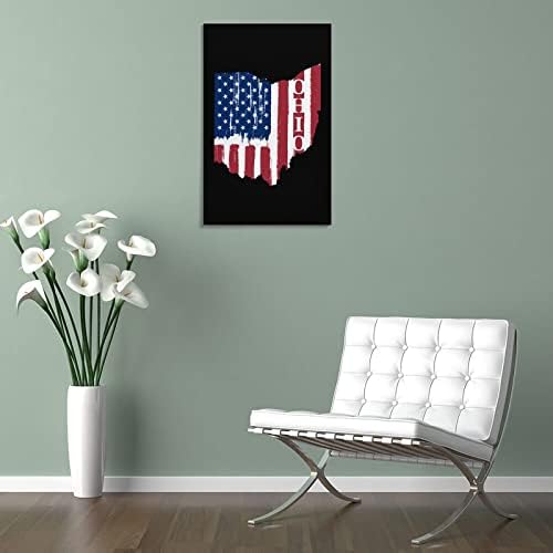 וינטג 'מדינת אוהיו אמריקה דגל דגל מודפס קיר אמנות יצירות אמנות מודרניות תמונת תלויה אנכית לקישוט הבית של