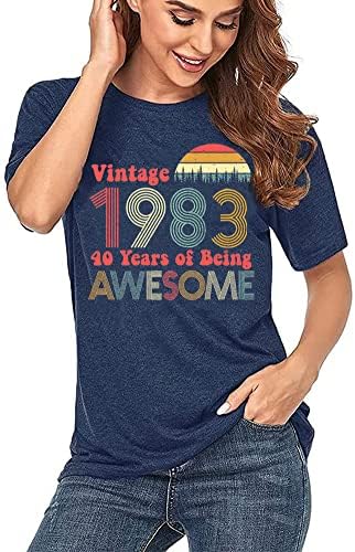 בציר 1983 חולצה לנשים 40 יום הולדת מתנות מצחיק רעיון מקורי חלקי גרפי קצר שרוול חולצות 1983 מסיבת יום