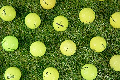 כדורי גולף משומשים ירוקים נקיים 48 חבילה של כדורי גולף צהובים ממוחזרים משומשים - כדורי גולף בצבע במצב