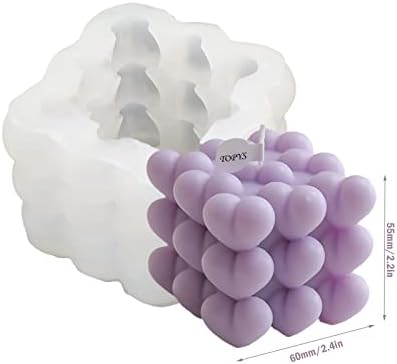 Topys 3D Heart Bubble Bubble Cube נר סיליקון עובש