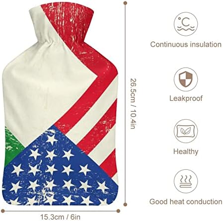 ארה ב ודגל איטלקי בקבוק מים חמים 1000 מ ל עם כיסוי רך נשלף חם קר חבילת מים הזרקת תיק עבור יד