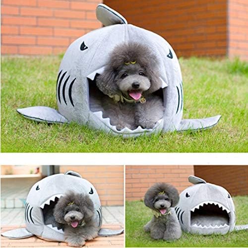 אפור כריש מיטת עבור קטן חתול כלב מערת מיטת נשלף כרית, עמיד למים תחתון ביותר יפה לחיות מחמד בית מתנה עבור חיות