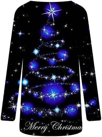 נרברג חג המולד בתוספת גודל ארוך שרוול טוניקת חולצות לנשים בכושר רופף שלג גרפי טי חולצות חמוד סוודר