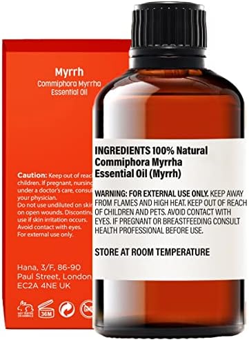 Myrrh שמן לעור ולבונה שמן לעור - סט שמנים אתרים של כיתה טיפולית טהורה - 2x1 fl oz - h'ana