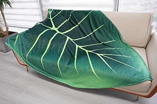 שמיכה בצורת עלים של Lirdthoeo שמיכה לזרוק שמיכות עיצוב עלים ירוקות מיטת חובב צמח שמיכות עלים ענקיות