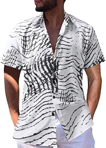 חולצת הוואי של XXBR Mens, כפתור שרוול קצר של קיץ קז'ן מטה חולצות אלוהה רגוע