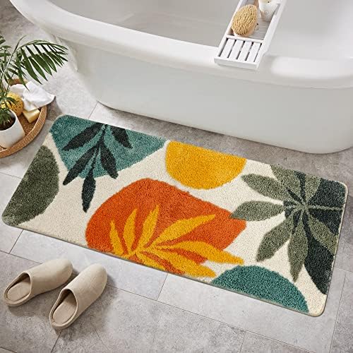 שטיח רץ אמבטיה Uphome עלים מופשטים צבעוניים מחצלת אמבטיה ארוכה ללא החלקה סופגת מים שטיח אמבטיה רך מיקרופייבר