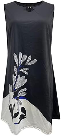 Miashui נשים עסקים מזדמנים שמלה מזדמנת טנק הדפס מזדמן מגזרת שמלה ללא שרוולים v צוואר רופף ג'וניור קיץ
