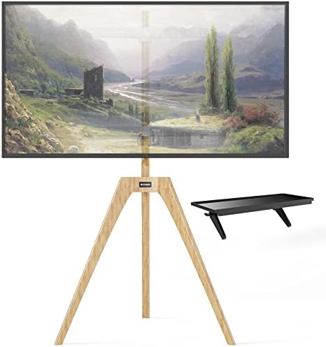 עמדת טלוויזיה מעץ עץ עץ Putorsen, עמדת חצובה טלוויזיה מתכווננת עבור מסך LCD LED בגודל 45-65 אינץ