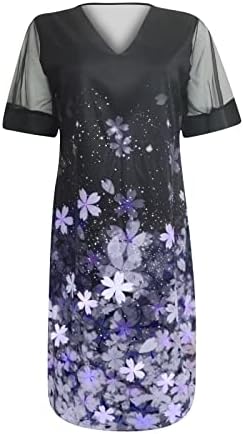 שמלות אביב נוקמופו לנשים 2023 קיץ רשמי מזדמן רופף רופף צווארון V שמלת מיני שרוול קצר