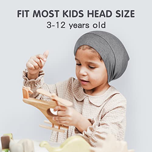 מצנפת סאטן משי של פיטיה לילדים, כובע שינה משי לפעוטות, כפה במבוק מתכווננת לילד לשינה שיער מתולתלת