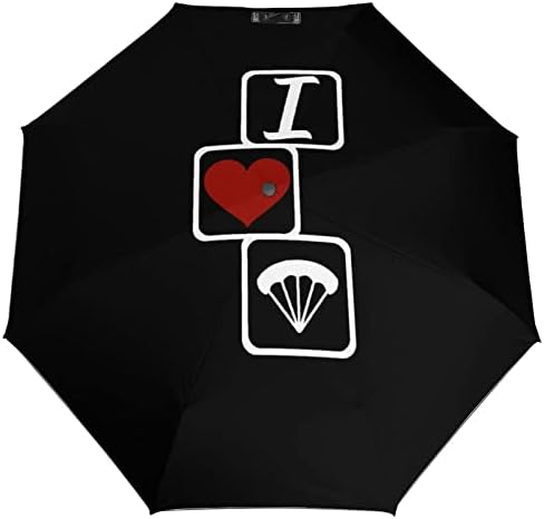 אני אוהב מטריית נסיעות מצנח אטומה לרוח 3 קפלים מטרייה מתקפלת אוטומטית לגברים נשים