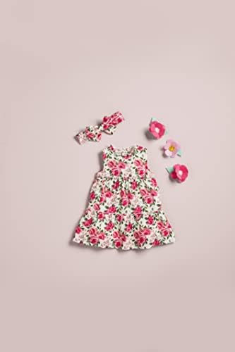 פאי בוץ תינוק בגודל אחד פעוט ילדה כותנה גזה שמלה פרחונית ופרסי ראש