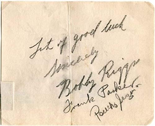 בובי ריגס ופרנק פארקר ופאנצ'ו סגורה חתימה, עמוד אלבום חתום רכוב