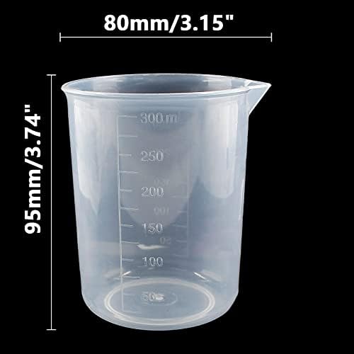 Waziaqoc 250ML-300ML Beaker Strainted Beaker, שקוף PP גביע מדידה כוס ערבוב למעבדת מטבח
