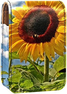 שדה טבע צמח חמניות קיץ איפור שפתון מקרה עם מראה עבור ארנק / קוסמטי פאוץ עם מראה