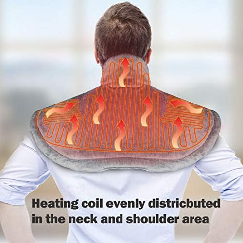 כרית חימום לצוואר וכתף, עטיפת כתף צוואר מחוממת חשמלית גדולה לחשמל להקל על כאבי צוואר וכתף עם כיבוי