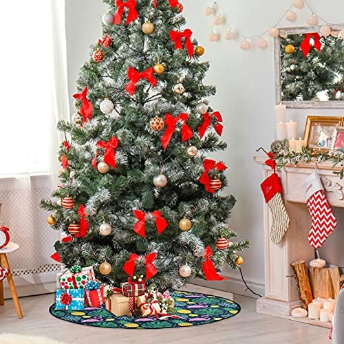 מחצלת עץ חג המולד Visesunny מחצלת עץ טרופי דקל פלמינגו מעמד מחצלת מגן רצפה סופג