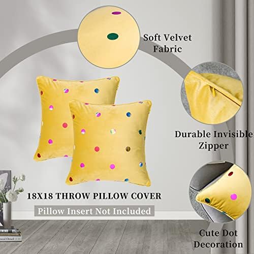Lotusolution Decortative Velvet Coverw Fillow Covers Packs של 2 נקודות פולקה מתכתי מכסות כריות מודפסות