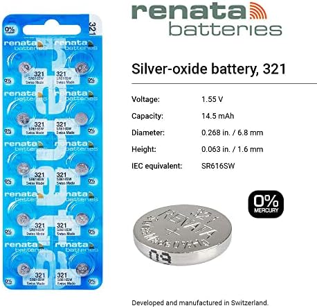 Renata 321 SR616SW סוללות - 1.55V תחמוצת כסף 321 סוללת שעון