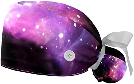 Gillter סגול גלקסי פסיכדלי חיצוני מתכוונן כובע עבודה עם כפתורים נשים מחזיק קוקו קישור סרט קשירה