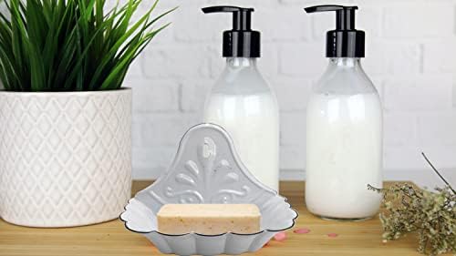 ראשית תבשיל סבון מתכת אמייל, מגש סבון בר וינטג 'לאמבט או מטבח - מחזיק סבון מתכת לחדר אמבט