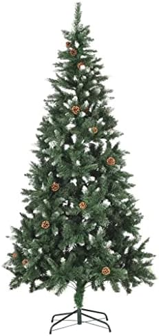 עץ חג מולד מלאכותי עם חרוטים אורנים ונצנצים לבנים 82.7 , קישוטים לחג חג המולד, עץ חג המולד בחוץ, עץ חג המולד