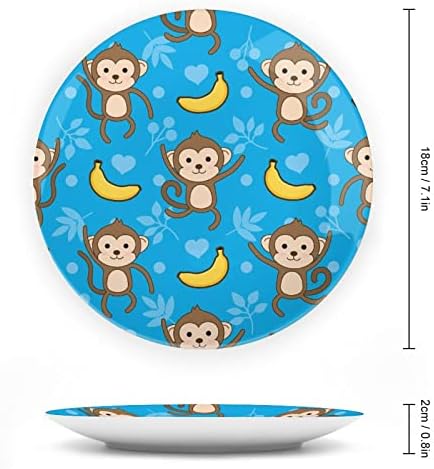 דפוס קוף ובננה מצחיק עצם סין צלחת דקורטיבית צלחות קרמיקה עגול
