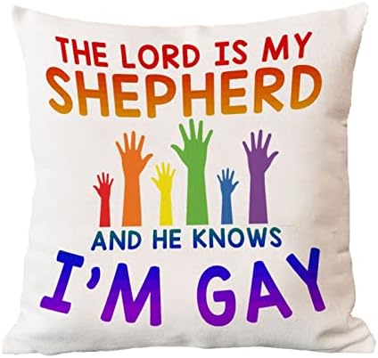 קשת גאווה לסבית הומוסקסואלית מאותו מין להטבים לזרוק כרית כיסוי הכרית האדון הוא הרועה שלי והוא