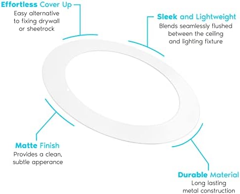 לוקסריט 4 חבילה לבן לפשל לקצץ טבעת עבור 4 אינץ שקוע אורות תקרת אור גופי, קוטר חיצוני 5.75 סנטימטרים, פנימי קוטר